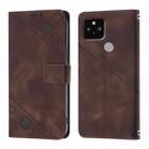 For Google Pixel 5 Skin-feel Embossed Leather Phone Case(Brown) - 2