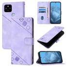 For Google Pixel 5 XL / Pixel 4a 5G Skin-feel Embossed Leather Phone Case(Light Purple) - 1