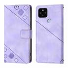 For Google Pixel 5 XL / Pixel 4a 5G Skin-feel Embossed Leather Phone Case(Light Purple) - 2