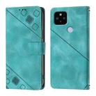 For Google Pixel 5 XL / Pixel 4a 5G Skin-feel Embossed Leather Phone Case(Green) - 2