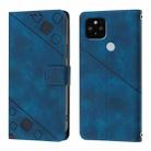 For Google Pixel 5 XL / Pixel 4a 5G Skin-feel Embossed Leather Phone Case(Blue) - 2