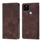 For Google Pixel 5 XL / Pixel 4a 5G Skin-feel Embossed Leather Phone Case(Brown) - 2