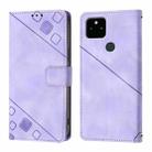 For Google Pixel 5a Skin-feel Embossed Leather Phone Case(Light Purple) - 2