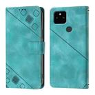 For Google Pixel 5a Skin-feel Embossed Leather Phone Case(Green) - 2