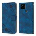 For Google Pixel 5a Skin-feel Embossed Leather Phone Case(Blue) - 2