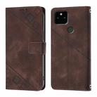 For Google Pixel 5a Skin-feel Embossed Leather Phone Case(Brown) - 2