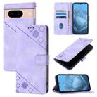 For Google Pixel 8a Skin-feel Embossed Leather Phone Case(Light Purple) - 1