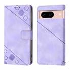 For Google Pixel 8a Skin-feel Embossed Leather Phone Case(Light Purple) - 2