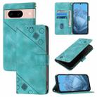 For Google Pixel 8a Skin-feel Embossed Leather Phone Case(Green) - 1