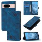 For Google Pixel 8a Skin-feel Embossed Leather Phone Case(Blue) - 1