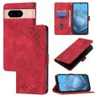 For Google Pixel 8a Skin-feel Embossed Leather Phone Case(Red) - 1