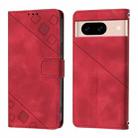 For Google Pixel 8a Skin-feel Embossed Leather Phone Case(Red) - 2