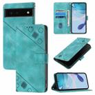 For Google Pixel 6 Skin-feel Embossed Leather Phone Case(Green) - 1