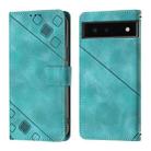 For Google Pixel 6 Skin-feel Embossed Leather Phone Case(Green) - 2