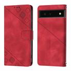 For Google Pixel 6 Skin-feel Embossed Leather Phone Case(Red) - 2