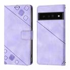 For Google Pixel 6 Pro Skin-feel Embossed Leather Phone Case(Light Purple) - 2