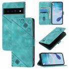 For Google Pixel 6 Pro Skin-feel Embossed Leather Phone Case(Green) - 1