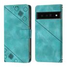 For Google Pixel 6 Pro Skin-feel Embossed Leather Phone Case(Green) - 2