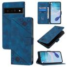 For Google Pixel 6 Pro Skin-feel Embossed Leather Phone Case(Blue) - 1