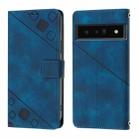 For Google Pixel 6 Pro Skin-feel Embossed Leather Phone Case(Blue) - 2