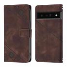 For Google Pixel 6 Pro Skin-feel Embossed Leather Phone Case(Brown) - 2