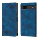 For Google Pixel 6a Skin-feel Embossed Leather Phone Case(Blue) - 2