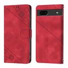 For Google Pixel 6a Skin-feel Embossed Leather Phone Case(Red) - 2