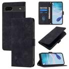 For Google Pixel 6a Skin-feel Embossed Leather Phone Case(Black) - 1