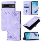 For Google Pixel 7 5G Skin-feel Embossed Leather Phone Case(Light Purple) - 1