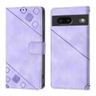 For Google Pixel 7 5G Skin-feel Embossed Leather Phone Case(Light Purple) - 2