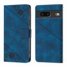 For Google Pixel 7 5G Skin-feel Embossed Leather Phone Case(Blue) - 2