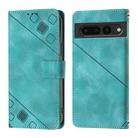 For Google Pixel 7 Pro 5G Skin-feel Embossed Leather Phone Case(Green) - 2