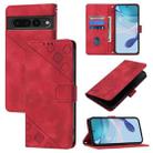 For Google Pixel 7 Pro 5G Skin-feel Embossed Leather Phone Case(Red) - 1