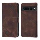 For Google Pixel 7 Pro 5G Skin-feel Embossed Leather Phone Case(Brown) - 2