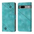For Google Pixel 7a Skin-feel Embossed Leather Phone Case(Green) - 2
