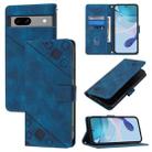 For Google Pixel 7a Skin-feel Embossed Leather Phone Case(Blue) - 1