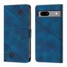 For Google Pixel 7a Skin-feel Embossed Leather Phone Case(Blue) - 2