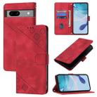 For Google Pixel 7a Skin-feel Embossed Leather Phone Case(Red) - 1