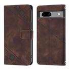 For Google Pixel 7a Skin-feel Embossed Leather Phone Case(Brown) - 2