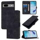 For Google Pixel 7a Skin-feel Embossed Leather Phone Case(Black) - 1