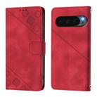 For Google Pixel 10 5G Global Skin-feel Embossed Leather Phone Case(Red) - 2