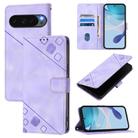 For Google Pixel 10 Pro XL 5G Global Skin-feel Embossed Leather Phone Case(Light Purple) - 1