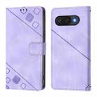 For Google Pixel 9a Skin-feel Embossed Leather Phone Case(Light Purple) - 3