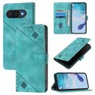 For Google Pixel 9a Skin-feel Embossed Leather Phone Case(Green) - 1