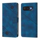 For Google Pixel 9a Skin-feel Embossed Leather Phone Case(Blue) - 3