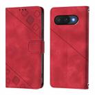 For Google Pixel 9a Skin-feel Embossed Leather Phone Case(Red) - 3