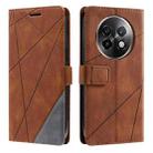 For Realme 13+ Skin Feel Splicing Leather Phone Case(Brown) - 1
