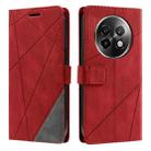For Realme 13+ Skin Feel Splicing Leather Phone Case(Red) - 1