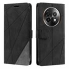 For Realme 13+ Skin Feel Splicing Leather Phone Case(Black) - 1
