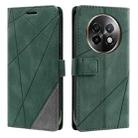 For Realme 13+ Skin Feel Splicing Leather Phone Case(Green) - 1